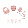 Infographic labeled silicone baby cutlery set