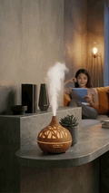Wooden Lattice Ultrasonic Aroma Diffuser – 300ML | Essential Oil Humidifier - BaytNova